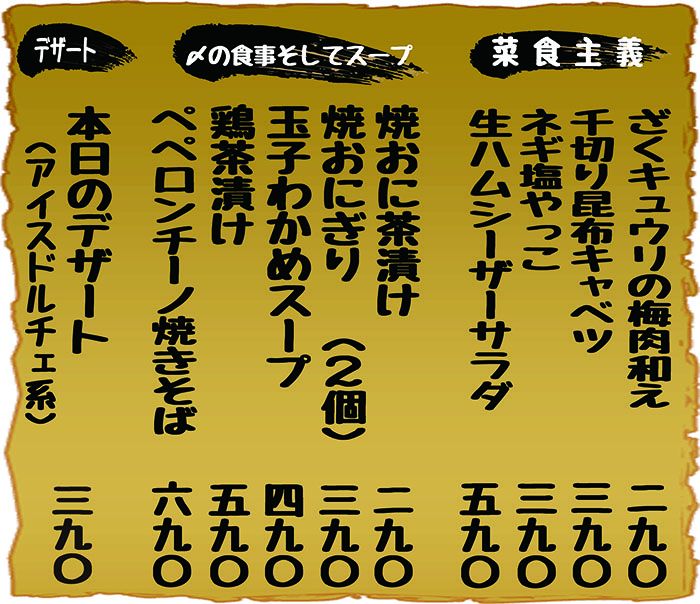 〆の食事そしてスープ・菜食主義・デザート